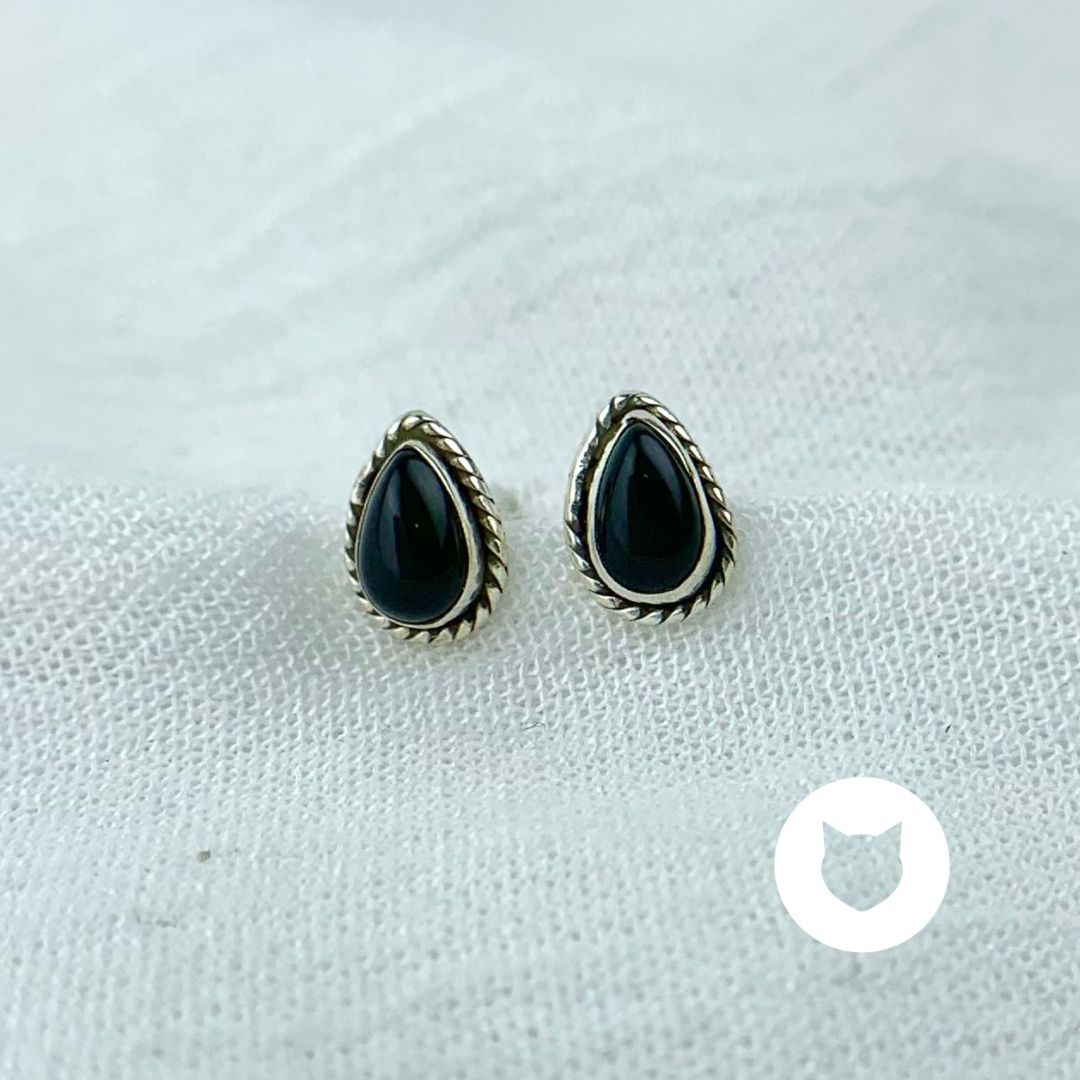 ​ARETES DE PLATA 925 Y ÓNIX AR2772L28