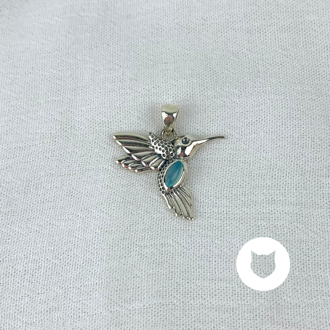DIJE PLATA 925 Y CALCEDONIA COLIBRÍ DI0793L25