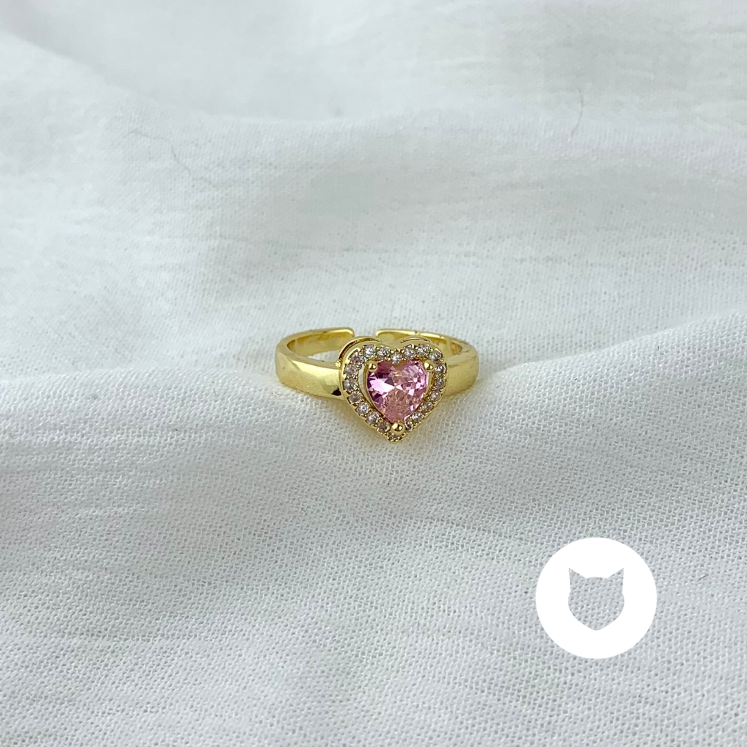 ANILLO DE BAÑO DE ORO Y CRISTALES CORAZÓN AN3626G30