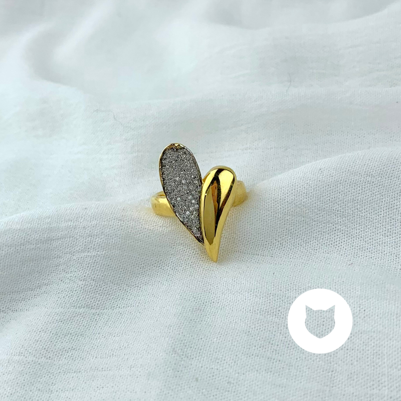 ANILLO DE BAÑO DE ORO Y CRISTALES CORAZÓN AN3629G31