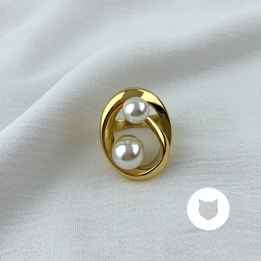 ​ANILLO DE ACERO INOXIDABLE Y PERLAS SINTÉTICAS AN3635G49