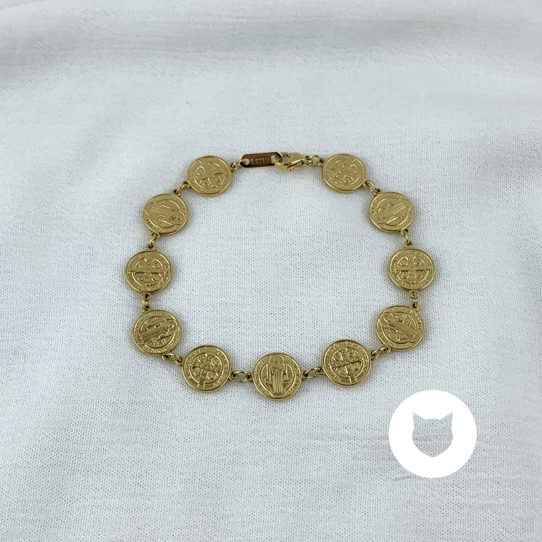 PULSERA DE ACERO INOXIDABLE MEDALLAS SAN BENITO PU1788G45