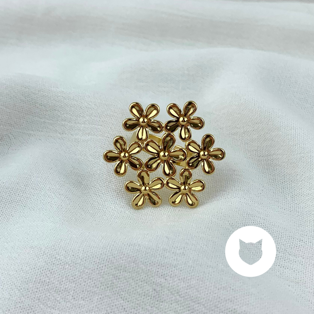 ANILLO DE ACERO INOXIDABLE FLORES AN3636G97