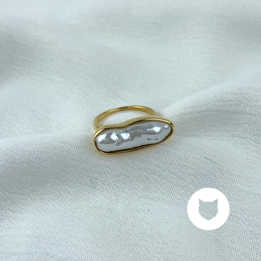 ANILLO DE ACERO INOXIDABLE PERLA SINT�TICA AN3650G45