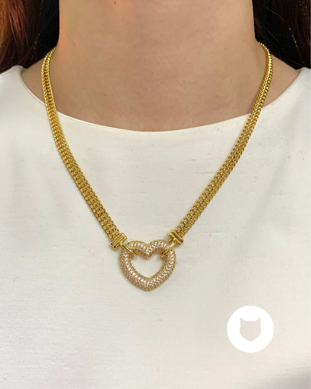 COLLAR DE BAÑO DE ORO Y CRISTALES CORAZÓN CO1807G30