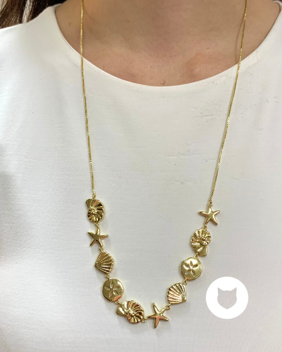 COLLAR DE BAÑO DE ORO FORMAS MARINAS CO1808G22