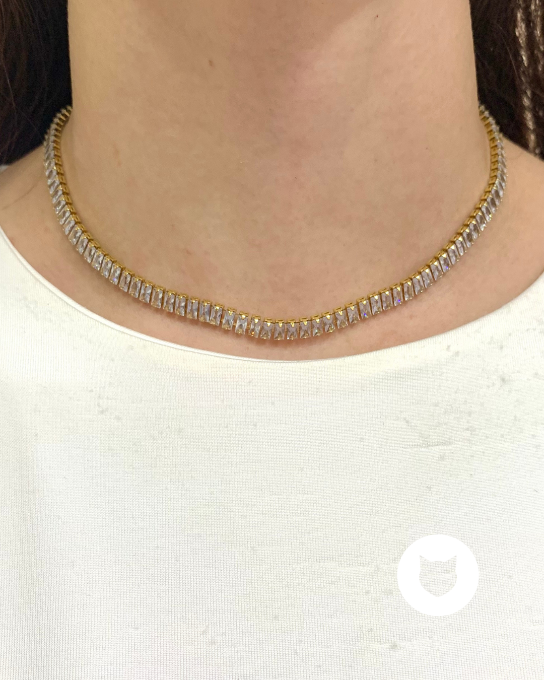 ​COLLAR TENNIS CHOKER BLANCO DE ACERO INOXIDABLE CO1824G45