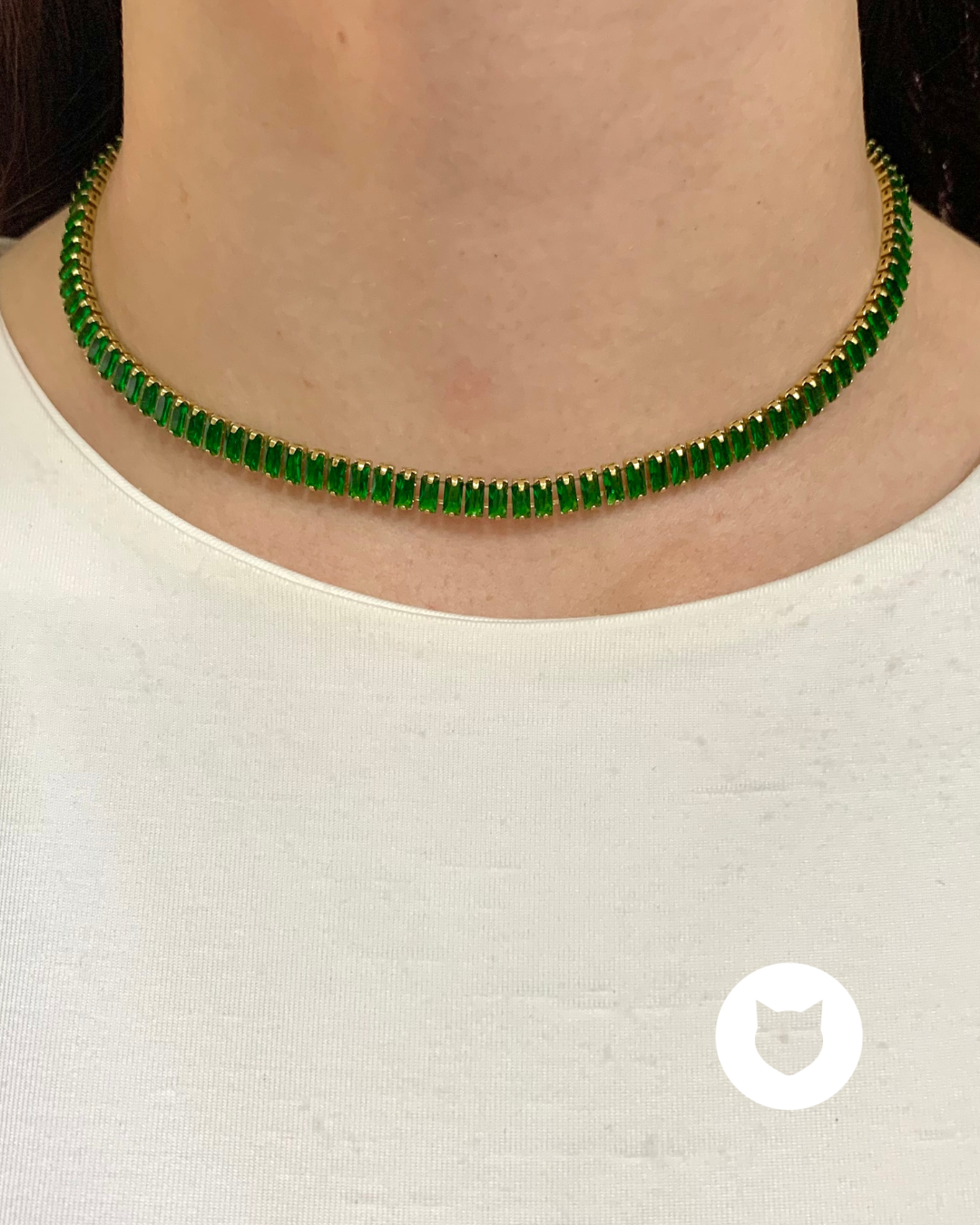 ​COLLAR TENNIS CHOKER VERDE DE ACERO INOXIDABLE CO1825G45
