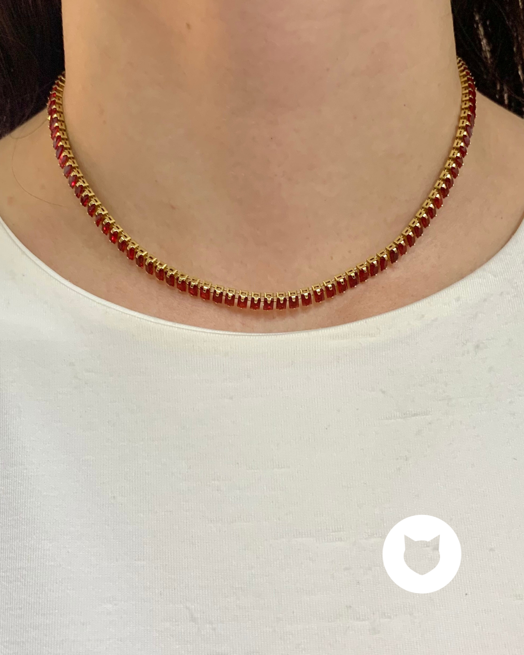 ​COLLAR TENNIS CHOKER ROJO DE ACERO INOXIDABLE CO1827G45