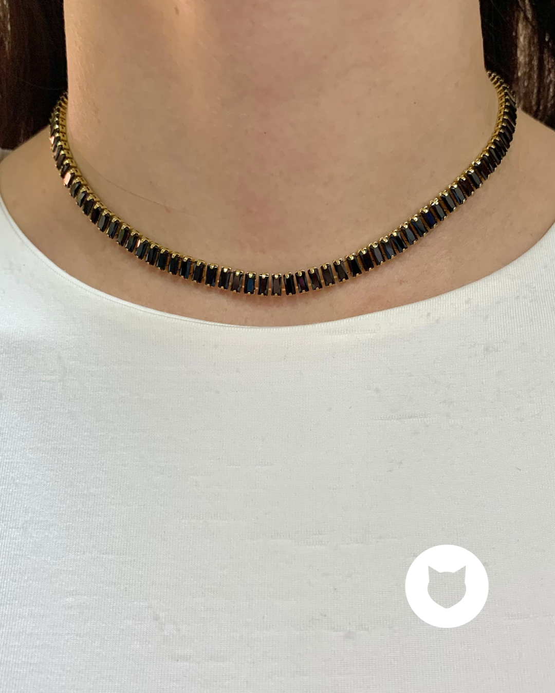 ​COLLAR TENNIS CHOKER NEGRO DE ACERO INOXIDABLE CO1826G45