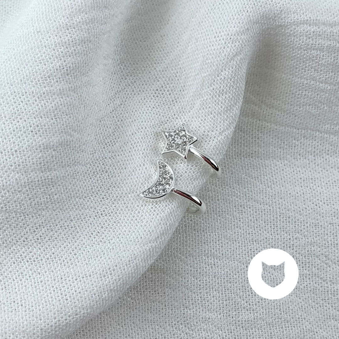EARCUFF DE PLATA 925 ESTRELLA Y LUNA EA0682L36