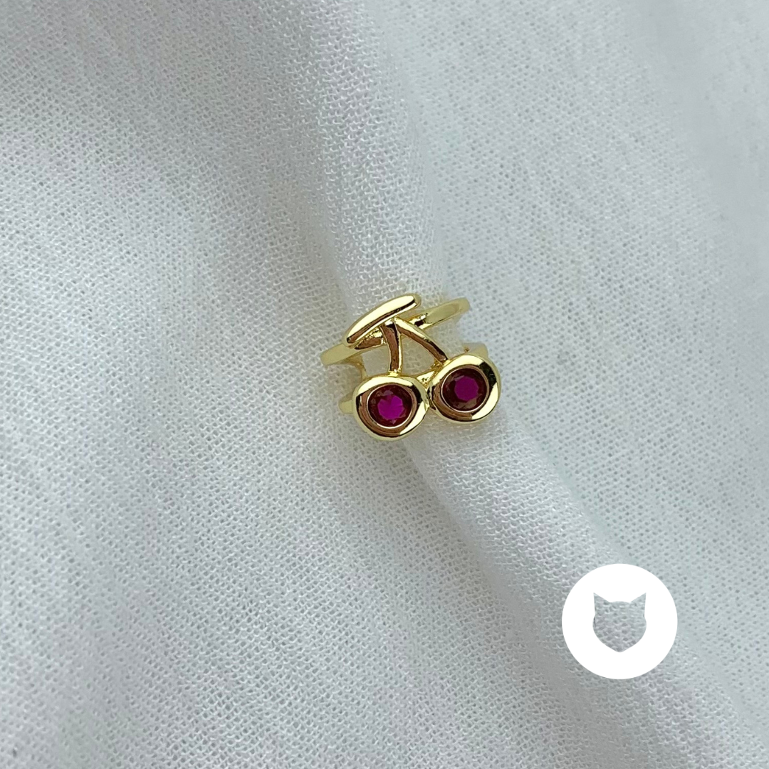 EARCUFF DE BAÑO DE ORO Y CRISTALES CEREZAS EA0683G34