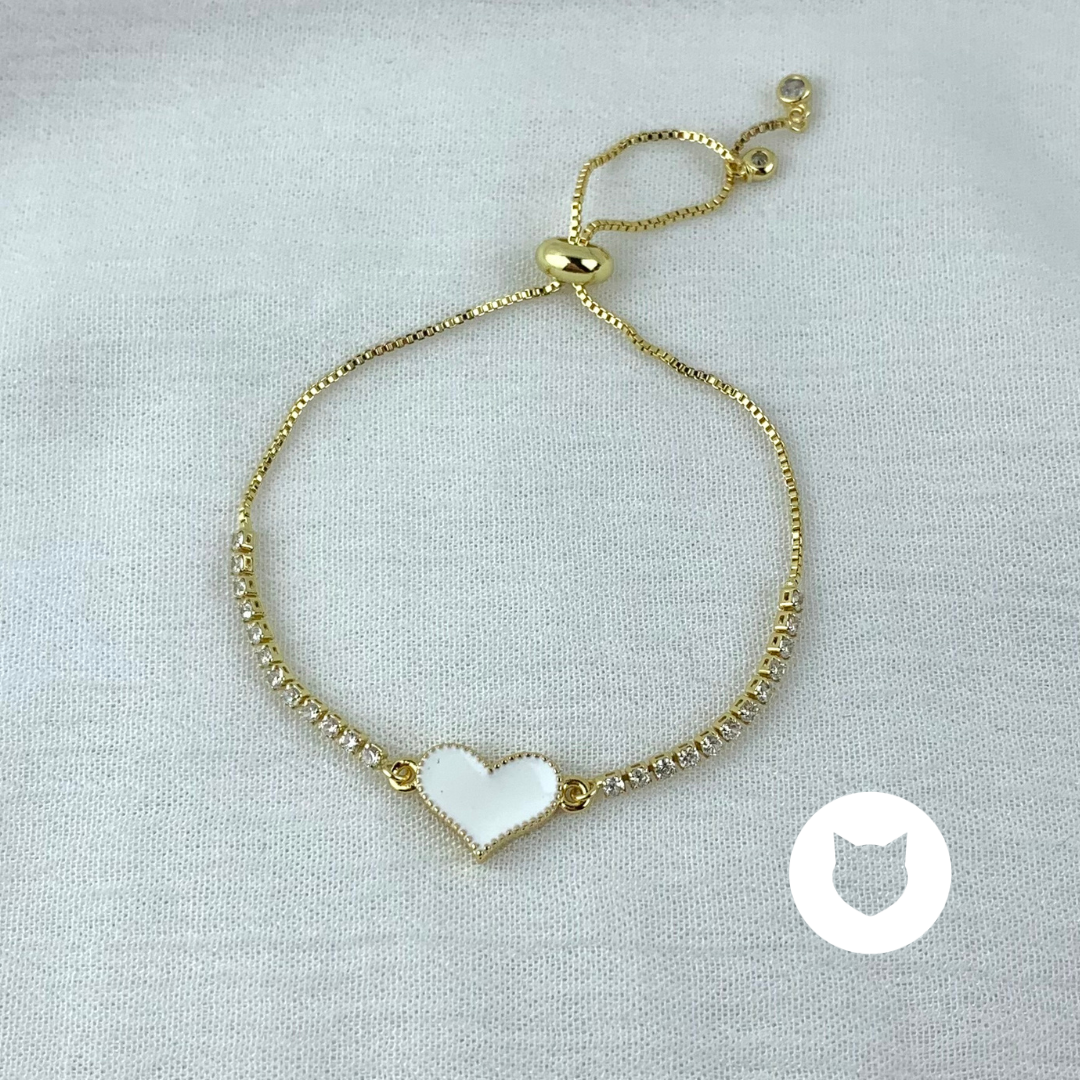 PULSERA DE BRONCE Y CRISTALES CORAZÓN PU1796G38