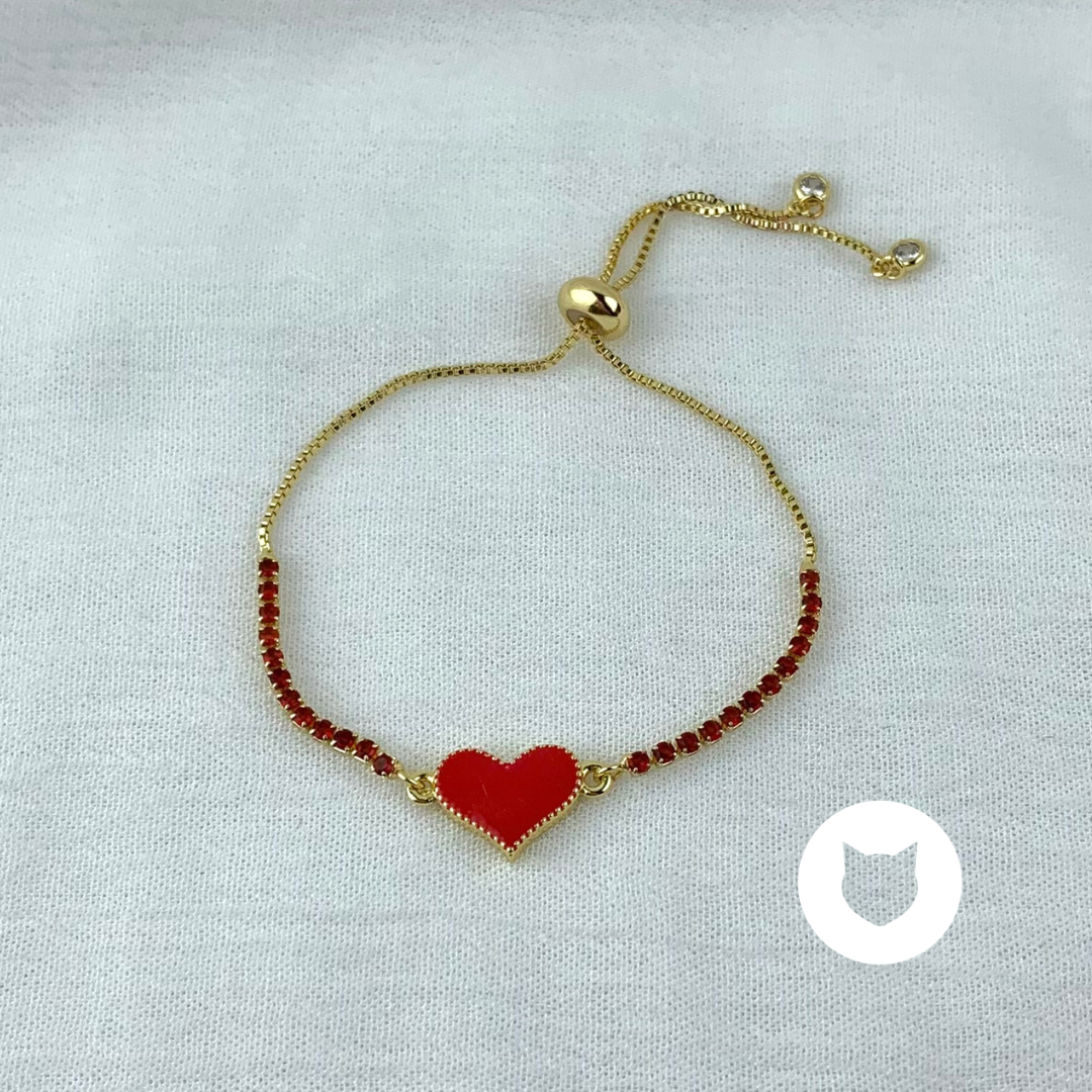​PULSERA DE BRONCE Y CRISTALES CORAZÓN PU1797G38