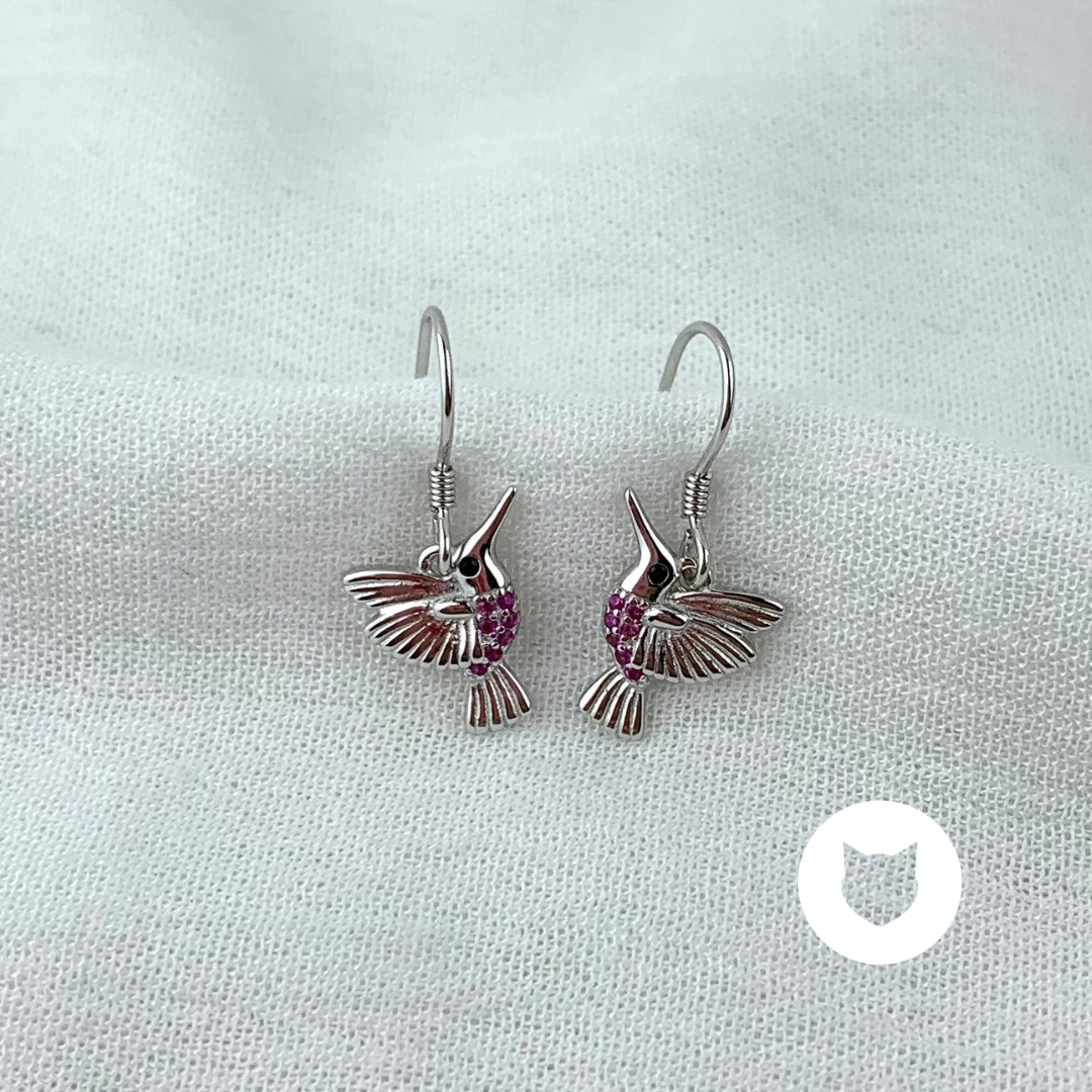 ARETES DE PLATA 925 Y CRISTALES COLIBRÍ AR2784L24