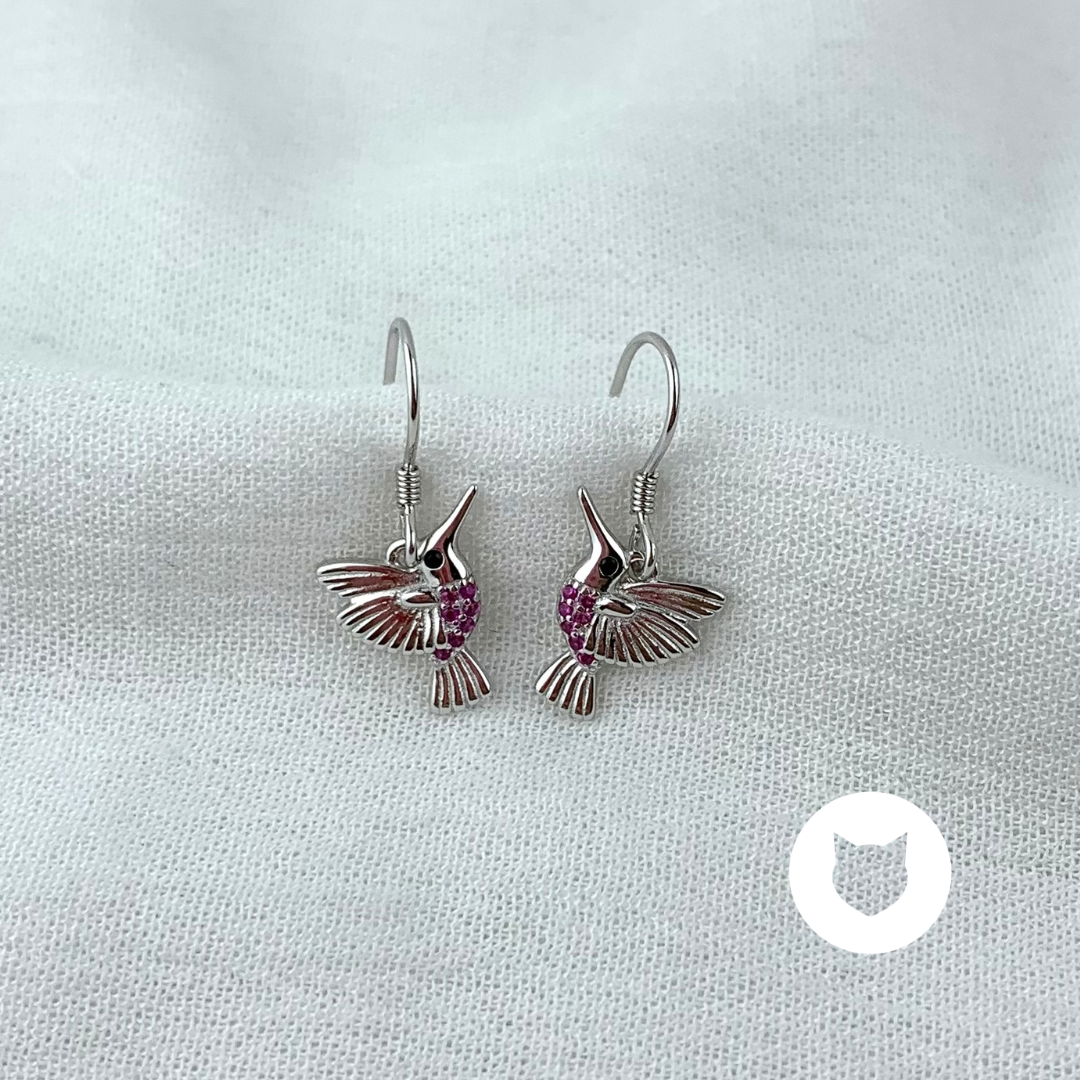ARETES DE PLATA 925 Y CRISTALES COLIBRÍ AR2785L24