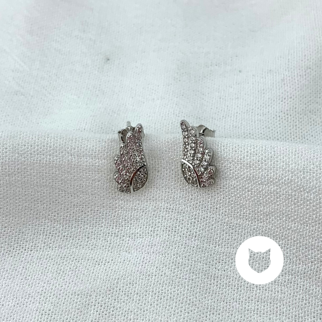 ARETES DE PLATA 925 Y CRISTALES ALAS AR2790L25