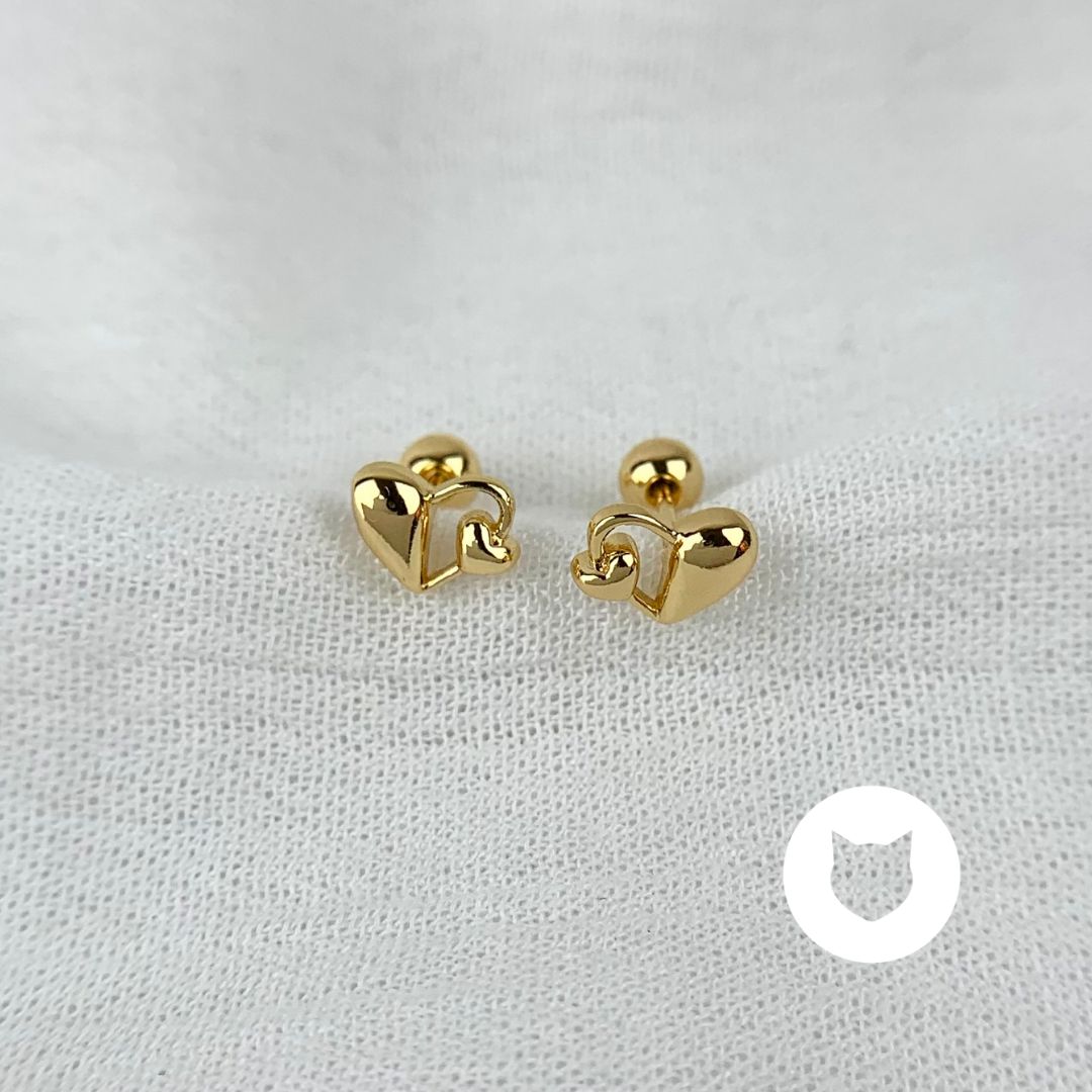 ARETES DE BAÑO DE ORO CORAZONES AB0465G36