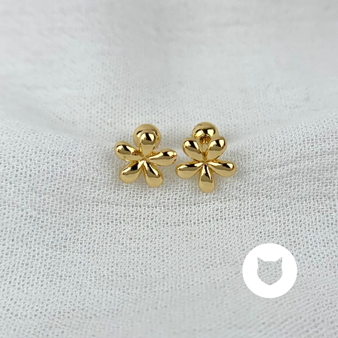 ARETES DE BAÑO DE ORO FLOR AB0467G36