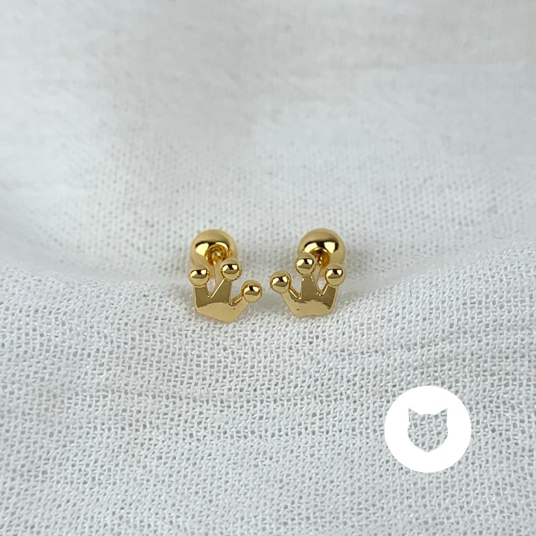 ARETES DE BAÑO DE ORO CORONA AB0474G30
