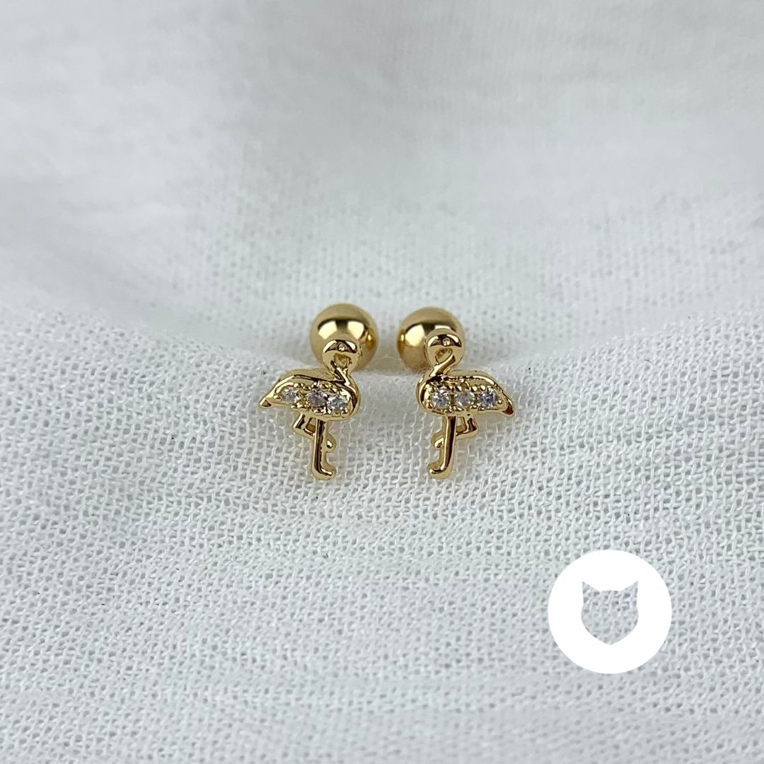 ARETES DE BAÑO DE ORO Y CRISTALES FLAMENCO AB0480G36