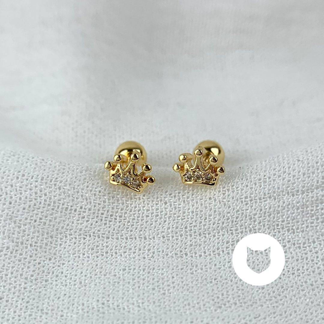 ARETES DE BAÑO DE ORO Y CRISTALES CORONA AB0479G30