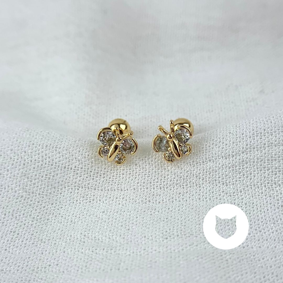 ARETES DE BAÑO DE ORO Y CRISTALES MARIPOSA AB0478G30