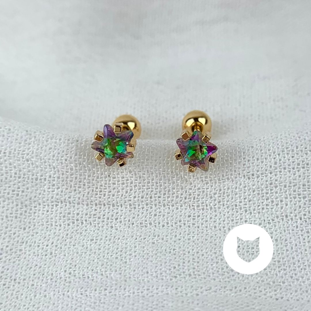 ARETES DE BAÑO DE ORO Y CRISTAL ESTRELLA AB0487G30