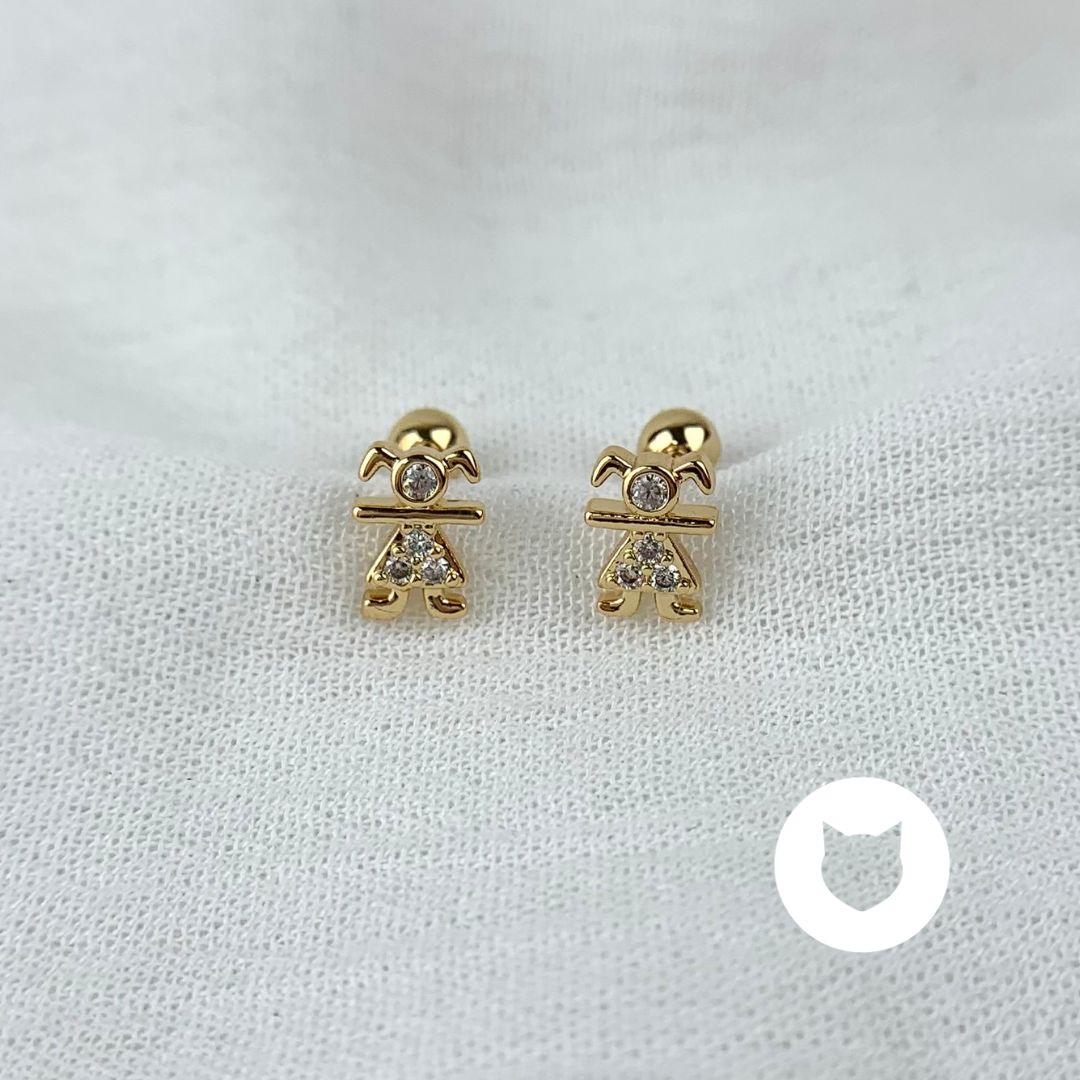 ARETES DE BAÑO DE ORO Y CRISTALES NIÑA AB0488G36