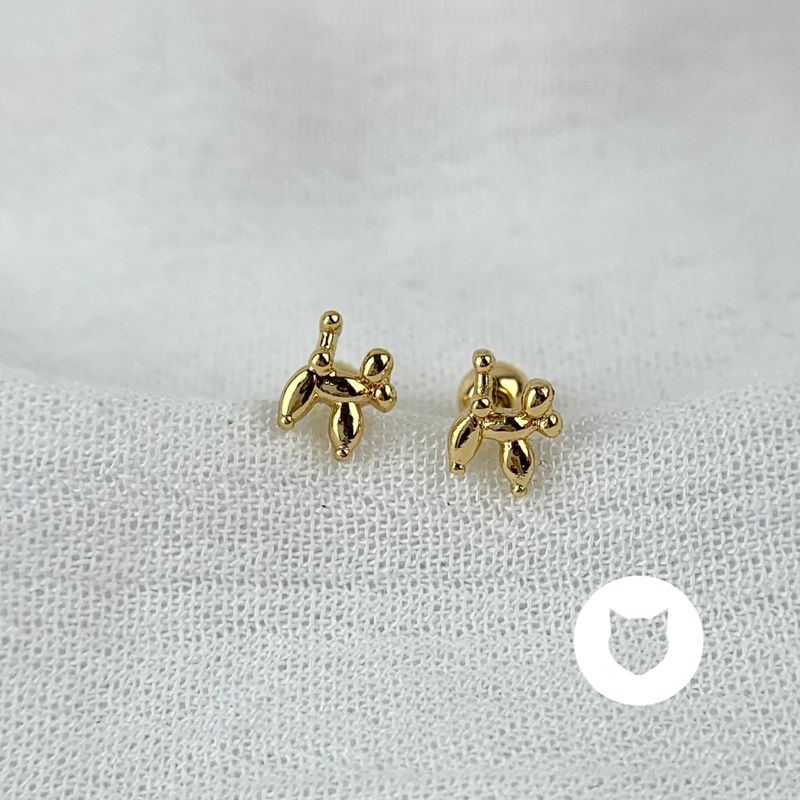 ARETES DE BAÑO DE ORO PERRO GLOBO AB0490G30