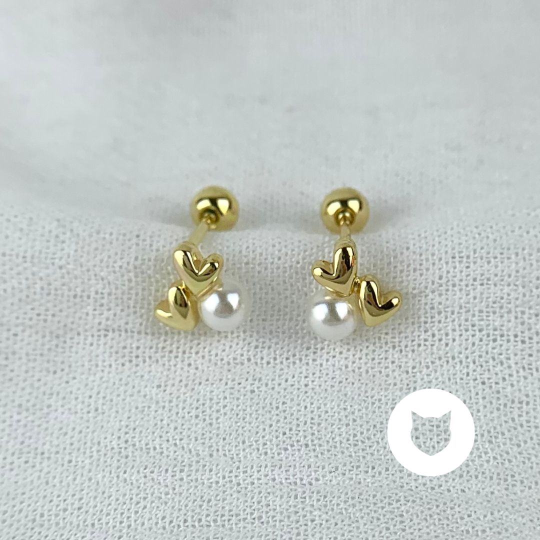 ARETES DE BAÑO DE ORO CORAZONES AB0499G36