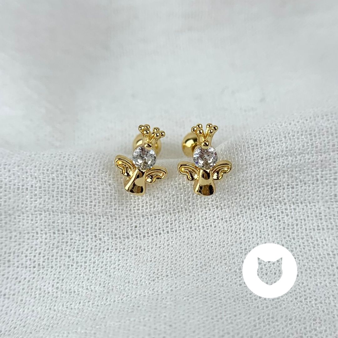 ARETES DE BAÑO DE ORO Y CRISTALES ÁNGEL AB0504G36