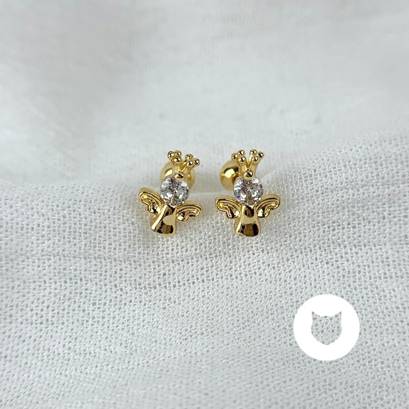 ARETES DE BAÑO DE ORO Y CRISTALES ÁNGEL AB0504G36