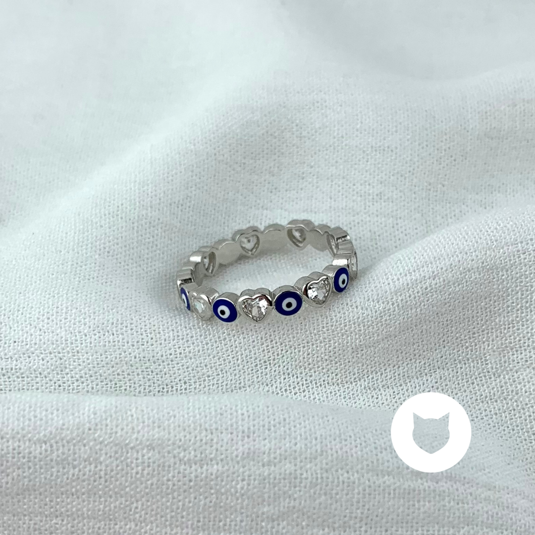ANILLO DE PLATA 925 Y CRISTALES OJOS TURCOS AN3662L22
