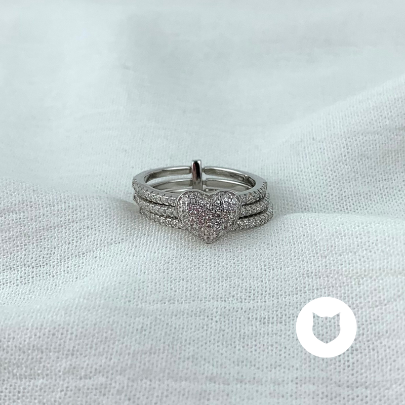 ANILLO DE PLATA 925 Y CRISTALES CORAZÓN AN3663L20