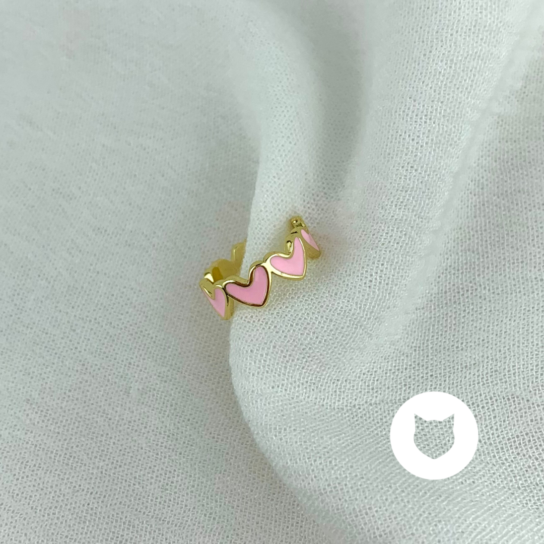 EARCUFF DE BAÑO DE ORO CORAZONES EA0686G30