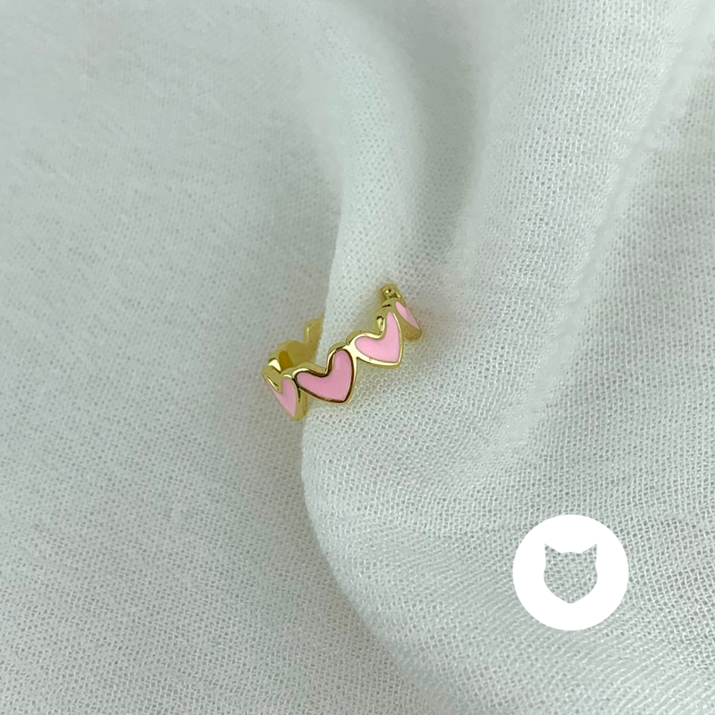 EARCUFF DE BAÑO DE ORO CORAZONES EA0686G30