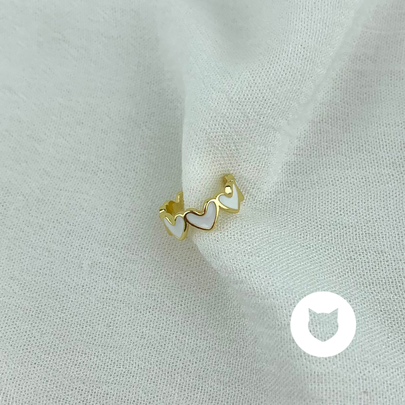 EARCUFF DE BAÑO DE ORO CORAZONES EA0687G30