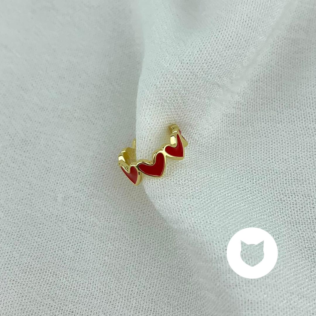 EARCUFF DE BAÑO DE ORO CORAZONES EA0688G30
