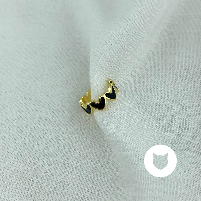 EARCUFF DE BAÑO DE ORO CORAZONES EA0689G30