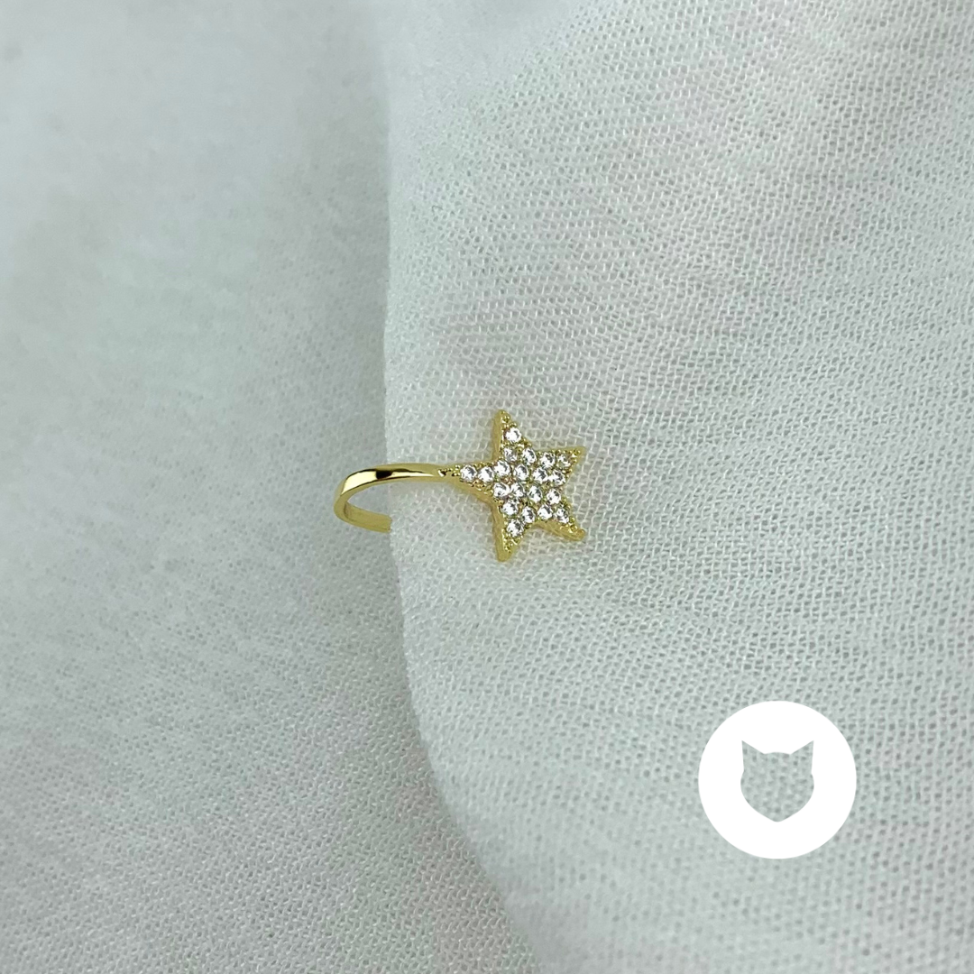 EARCUFF DE BAÑO DE ORO Y CRISTALES ESTRELLA EA0692G36