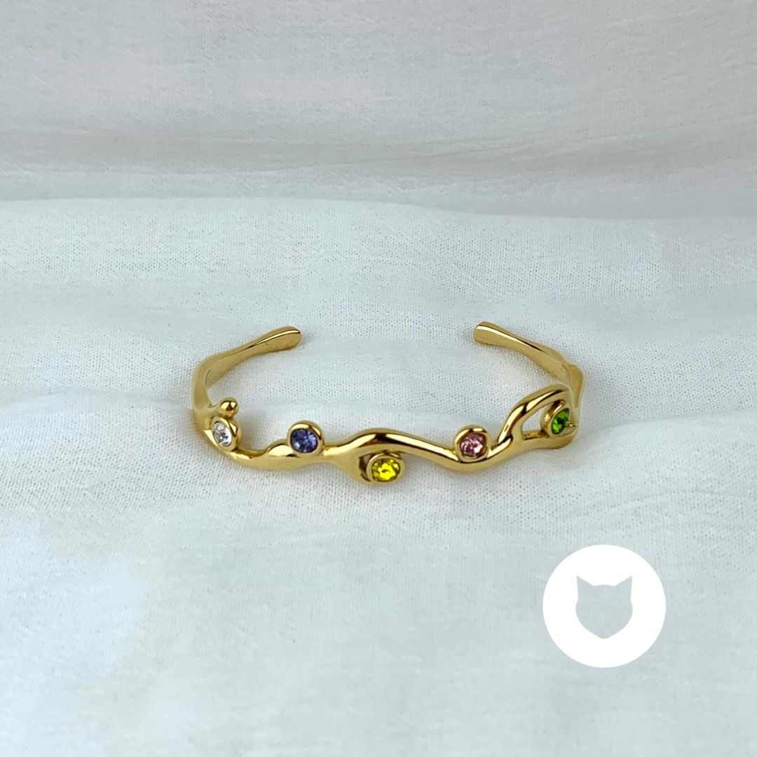 BRAZALETE DE ACERO INOXIDABLE Y CRISTALES PU1814G44