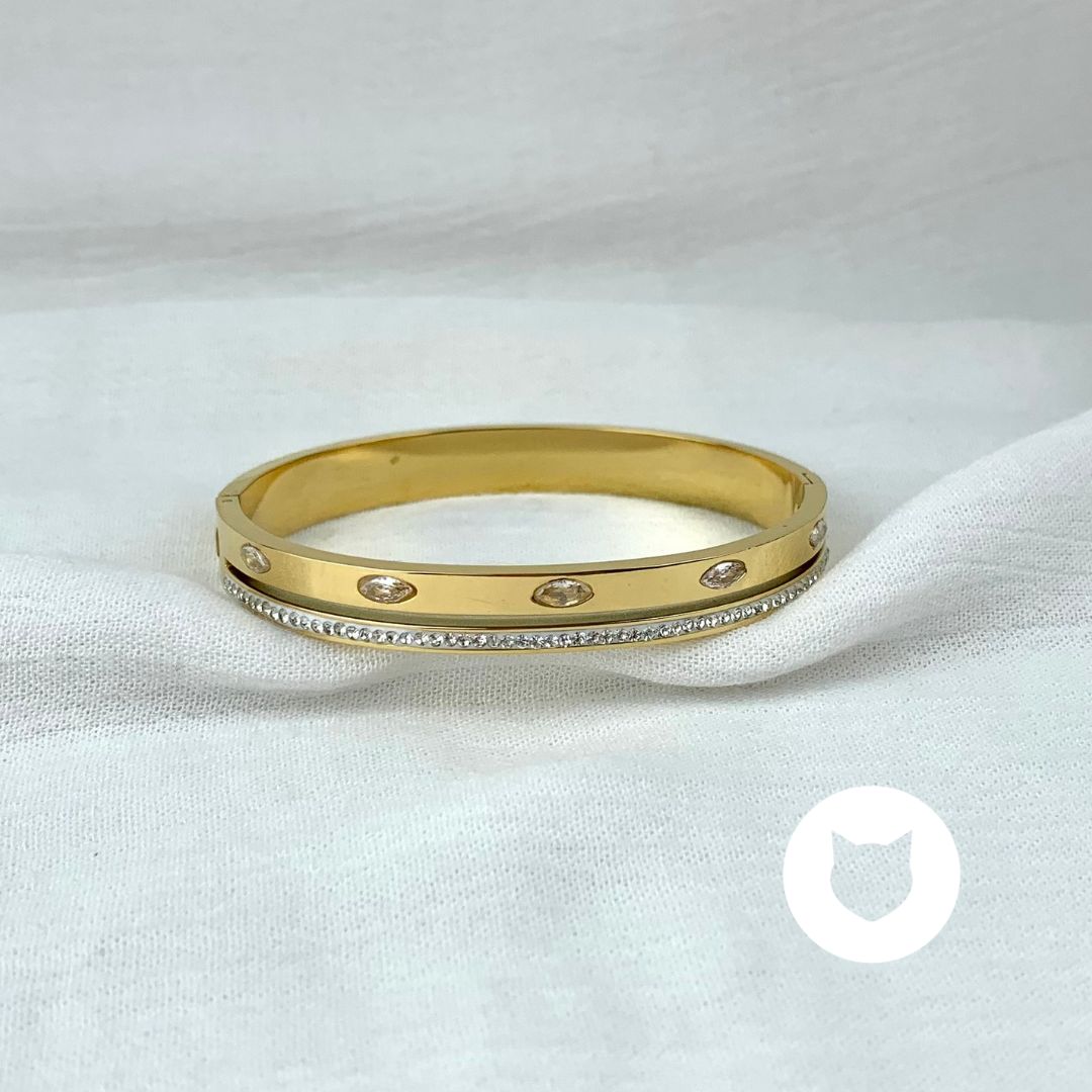 BRAZALETE DE ACERO INOXIDABLE Y CRISTALES PU1817G42