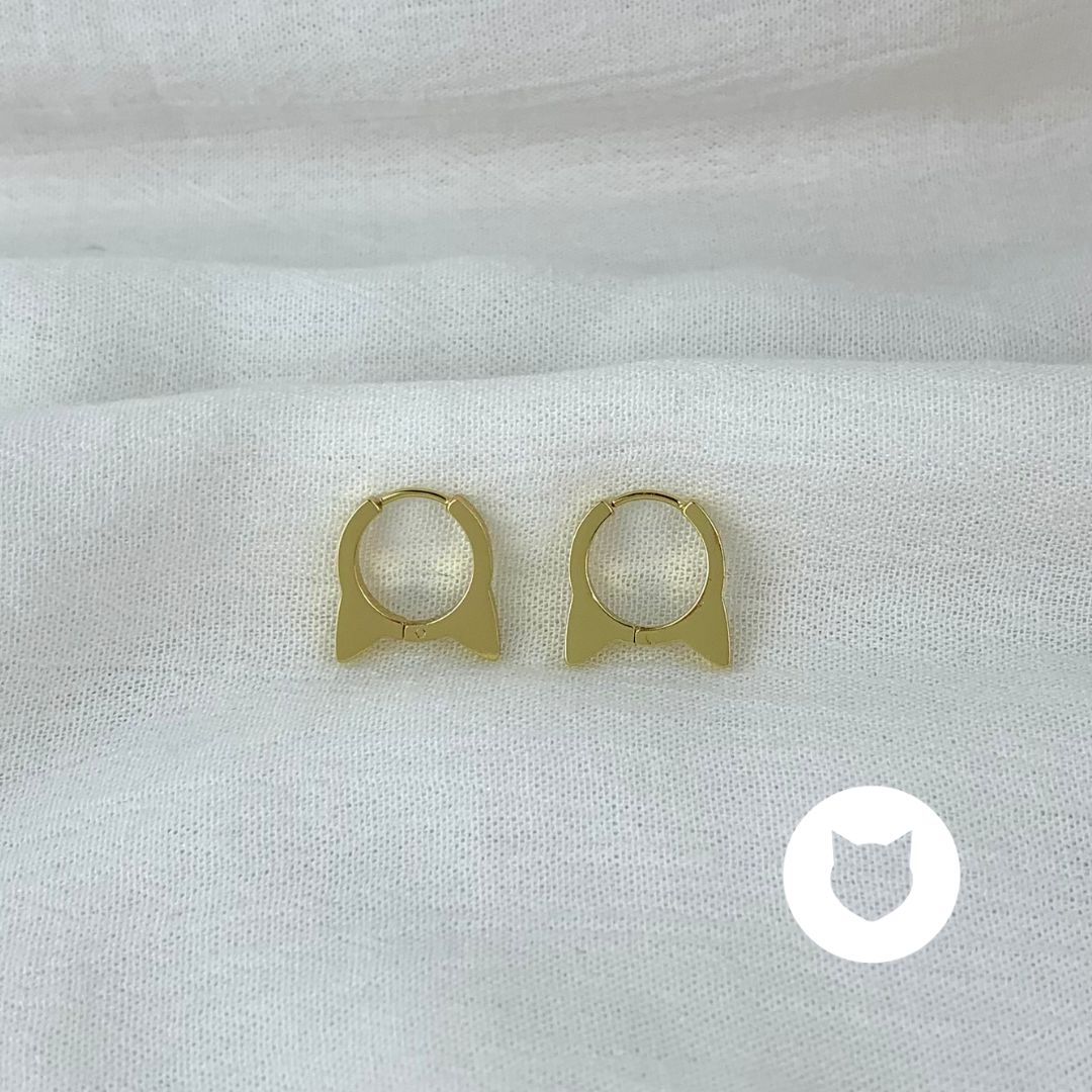 ARGOLLAS DE ACERO INOXIDABLE OREJITAS DE GATO AG1674G64