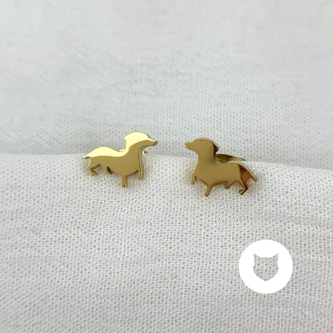 ARETES DE ACERO INOXIDABLE PERRO SALCHICHA AR2813G89