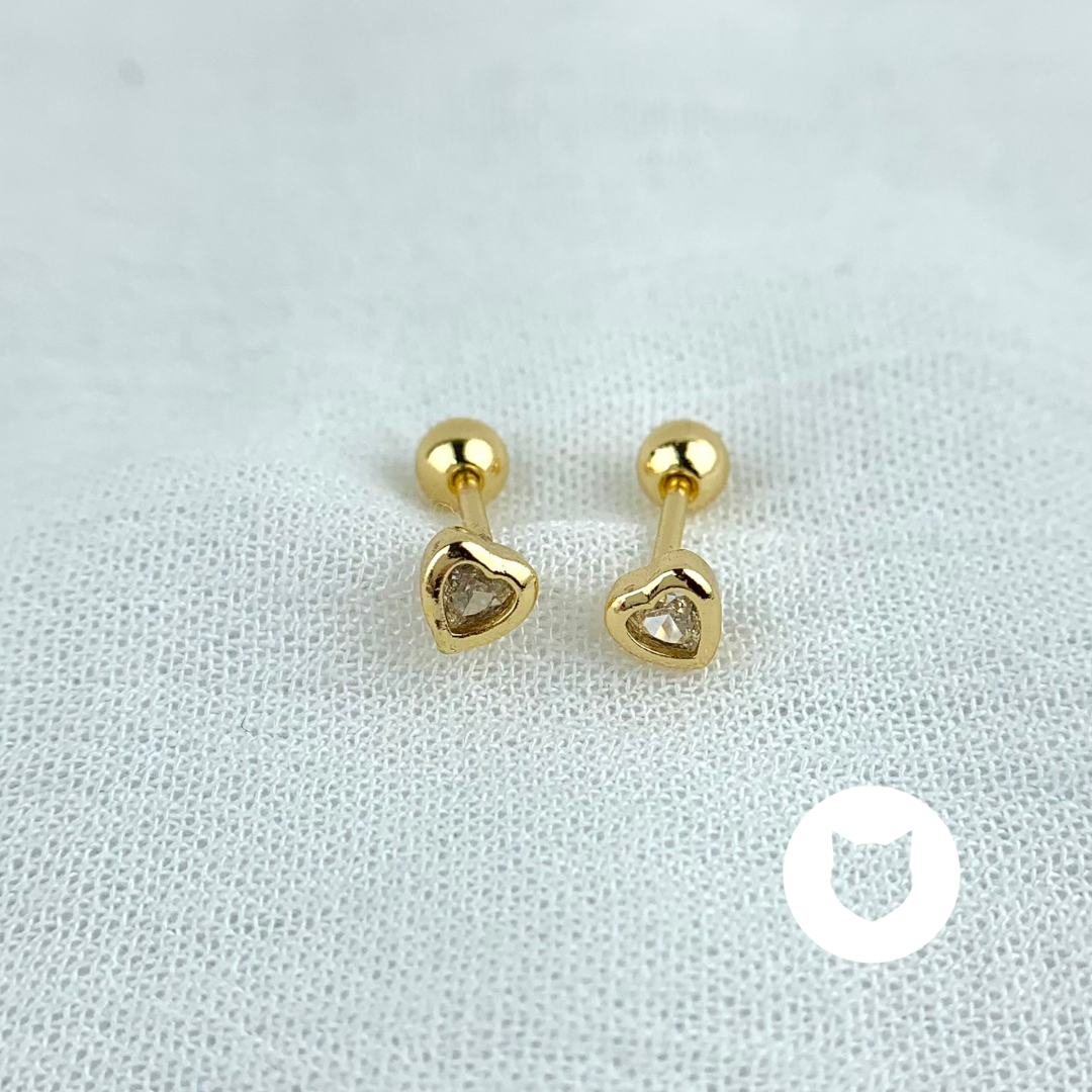 ARETES DE BAÑO DE ORO Y CRISTALES CORAZÓN AB0510G30