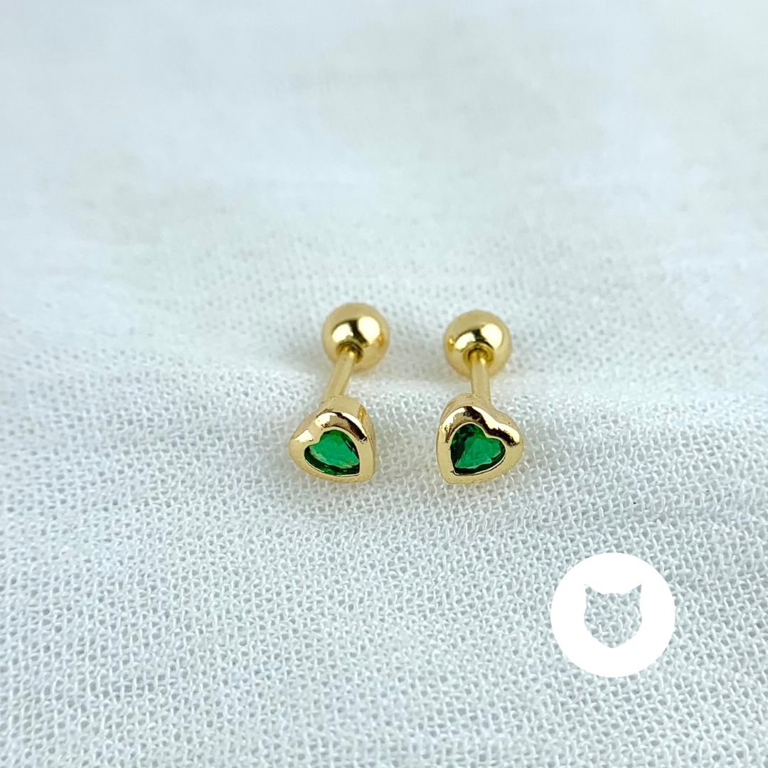 ARETES DE BAÑO DE ORO Y CRISTALES CORAZÓN AB0512G30