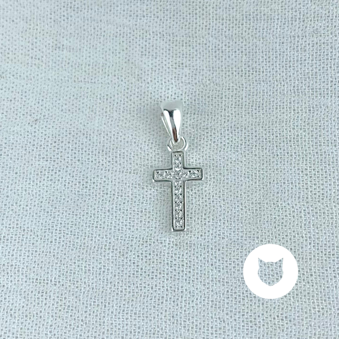 DIJE CRUZ DE PLATA 925 Y CRISTALES DI0803L30