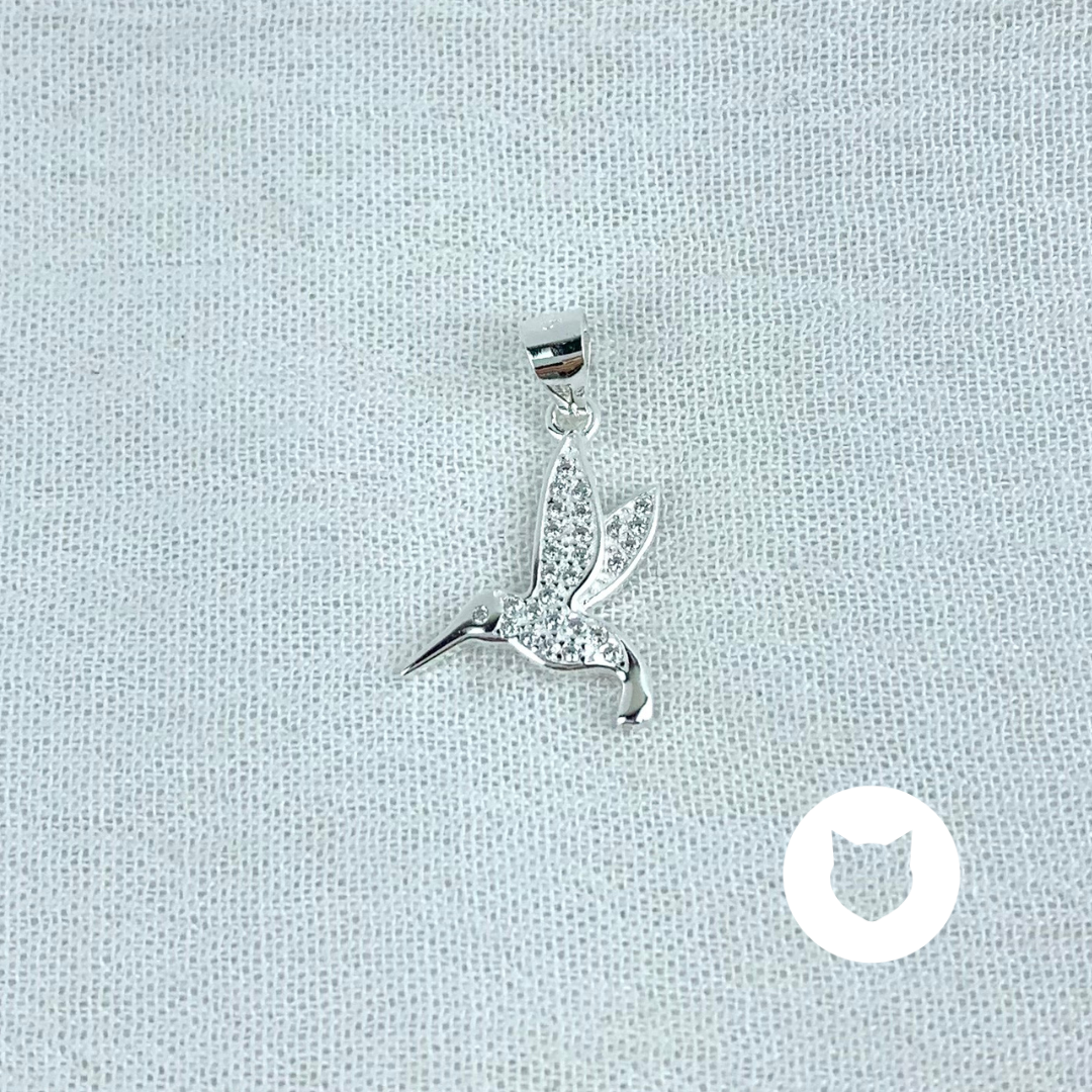 DIJE COLIBRÍ DE PLATA 925 Y CRISTALES DI0804L32