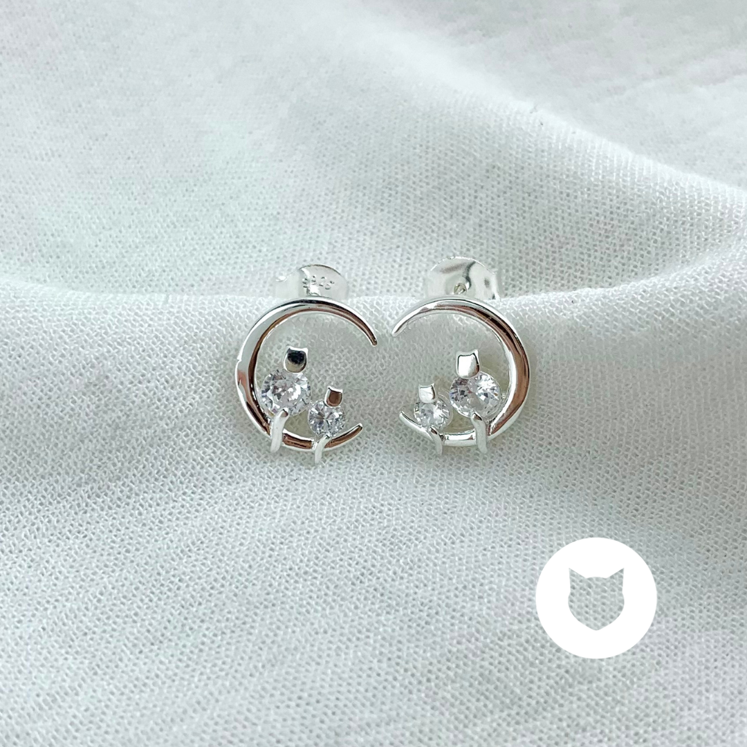 ARETES DE PLATA 925 Y CRISTALES GATO AR2833L22